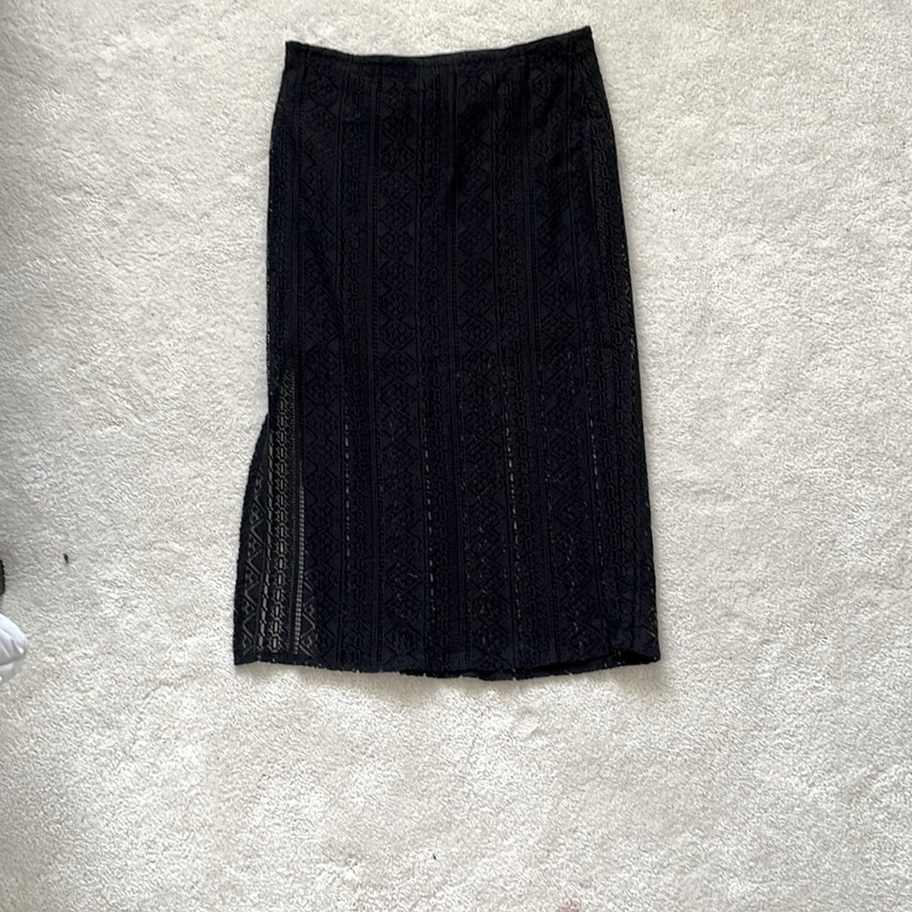Black Patterned Midi Skirt